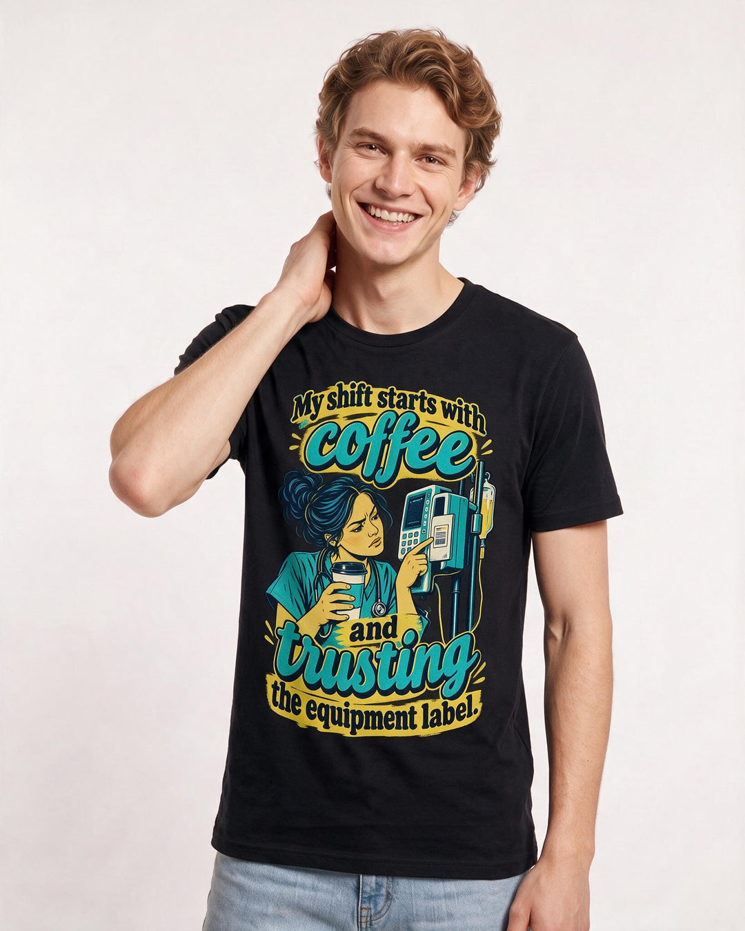Nurse Black T-Shirt for Men – Nursing Life Graphic Tee product image 1