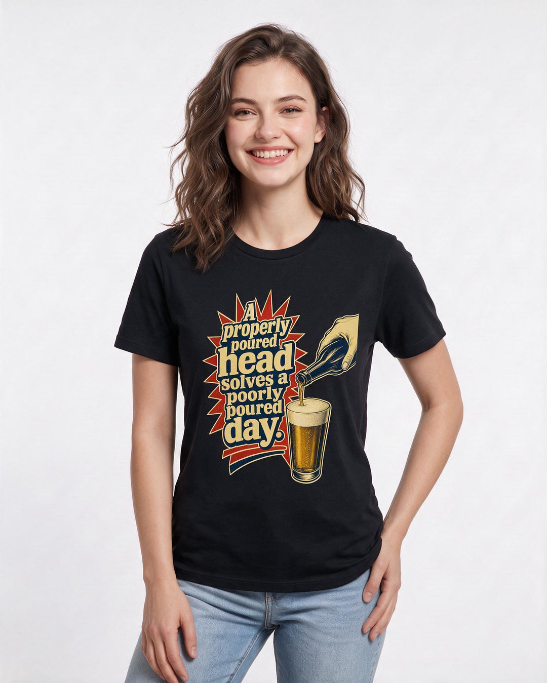 Beer Black T-Shirt for Women – Everyday Expression Graphic Tee product image 1