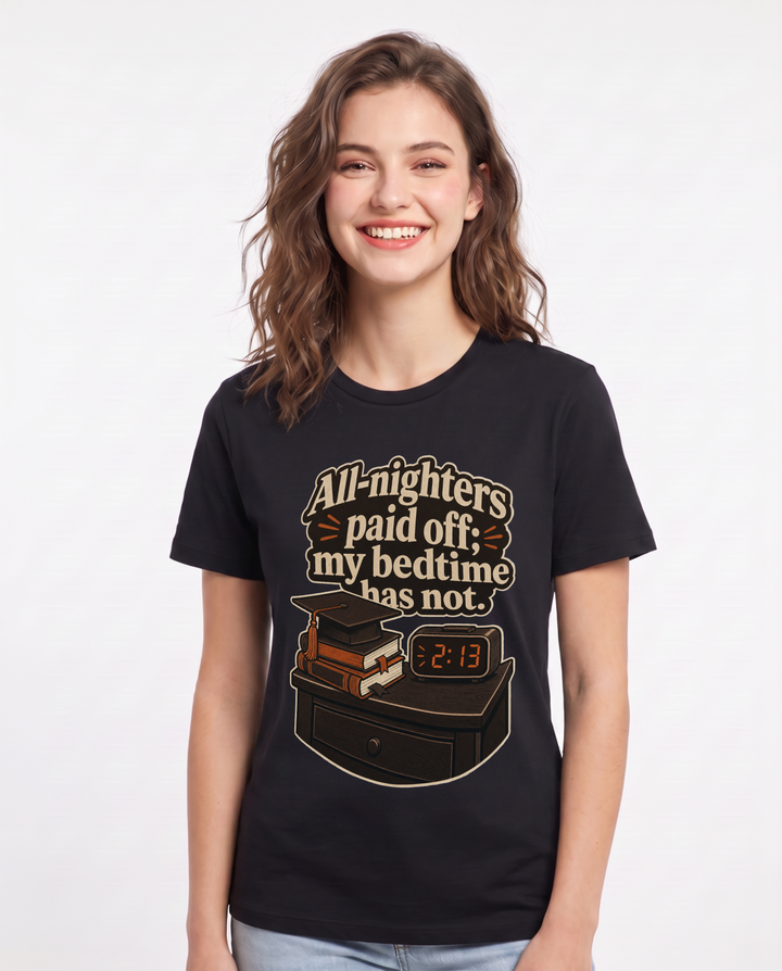 Graduation Black T-Shirt for Women – Everyday Expression Graphic Tee product image 1