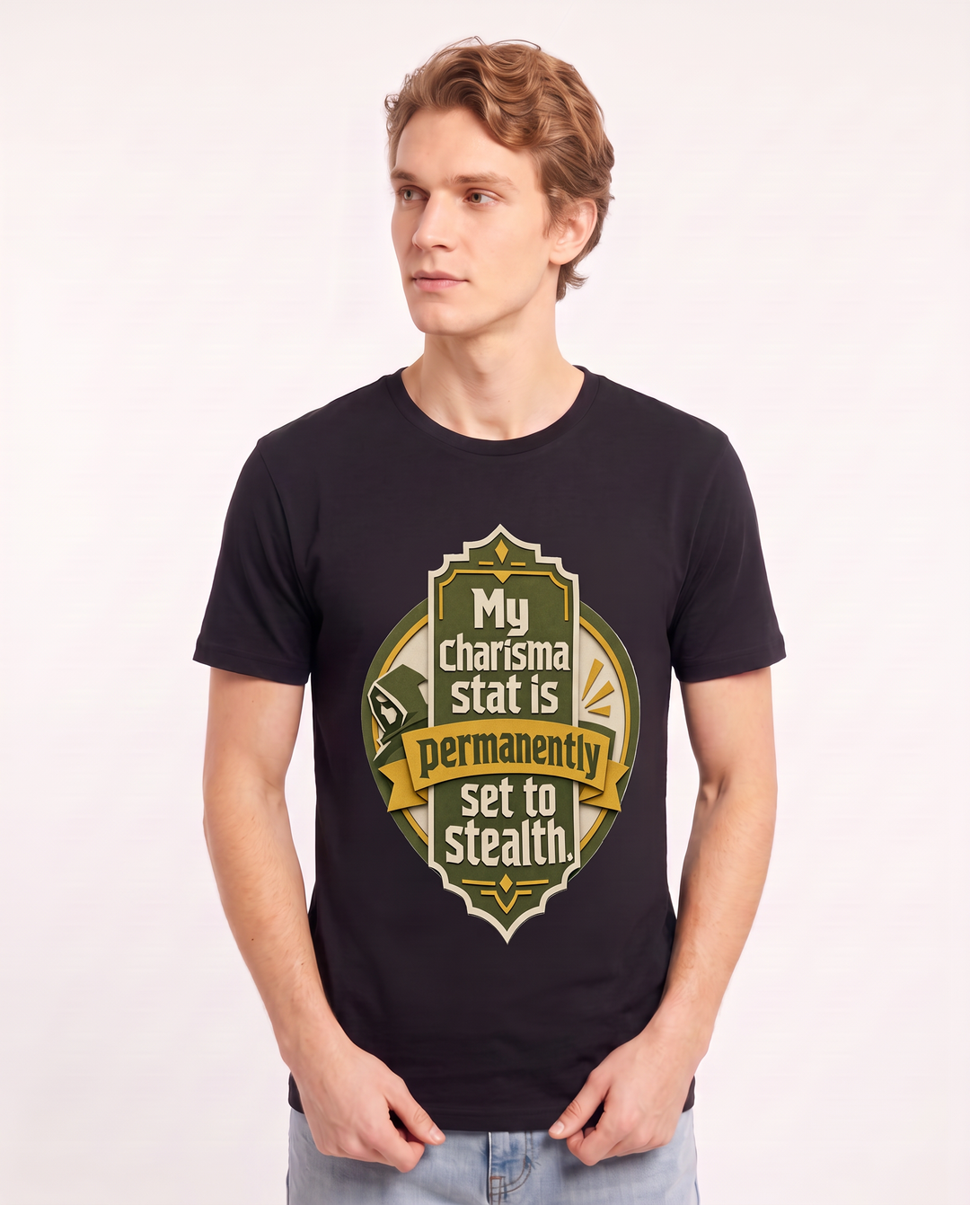Gaming Men's Black T-Shirt - My charisma stat is permanently set to product image 3