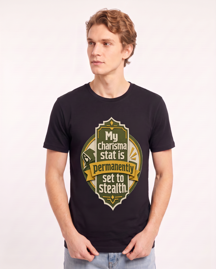 Gaming Men's Black T-Shirt - My charisma stat is permanently set to product image 3