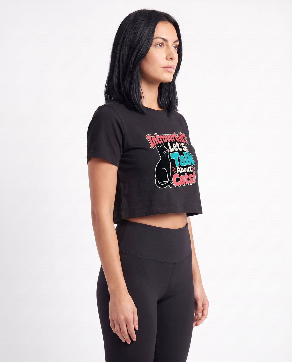 Introverted? Let's Talk About Cats! Crop Top mockup 2