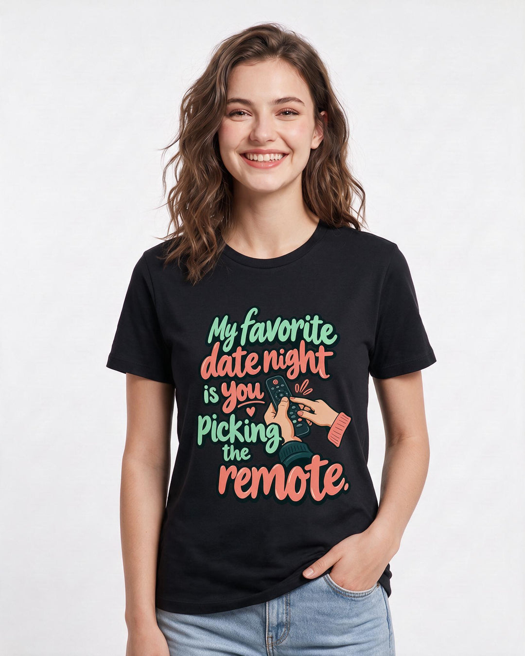 Couples Black T-Shirt for Women – Everyday Expression Graphic Tee product image 1