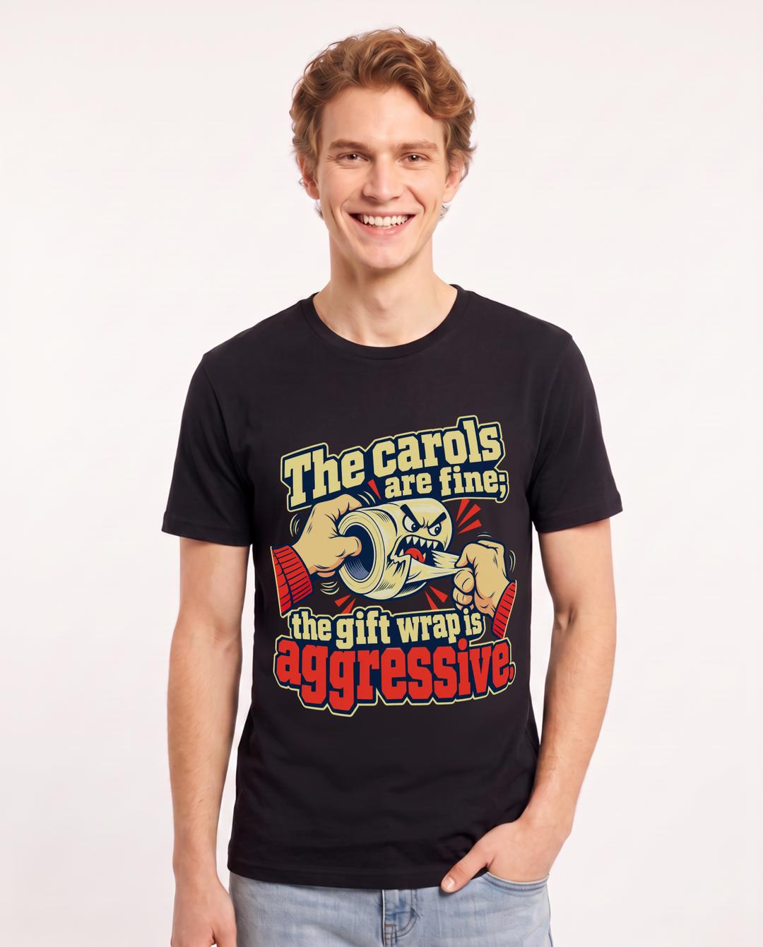 Christmas Black T-Shirt for Men – Holiday Theme Graphic Tee product image 3