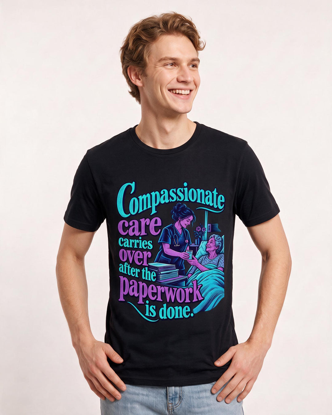 Nurse Black T-Shirt for Men – Nursing Life Graphic Tee product image 1
