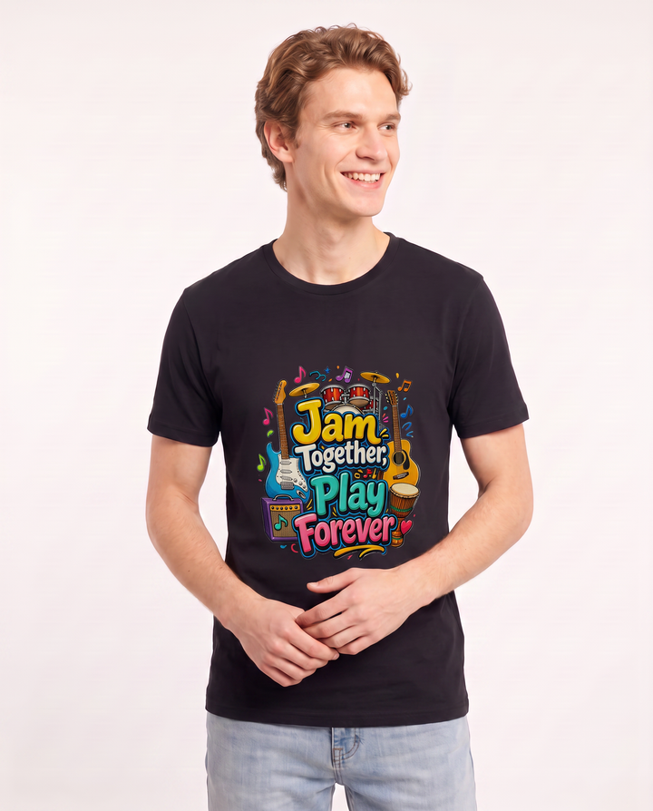 Jam Together, Play Forever Men's Black T-Shirt product image 1