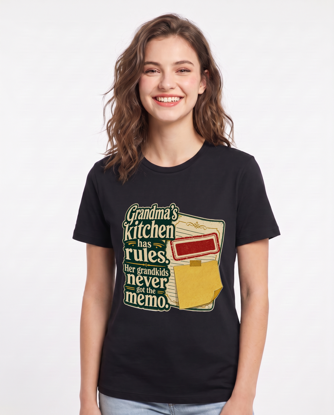 Funny Grandparent Women's Black T-Shirt – Grandma's kitchen has rules. Her product image 1