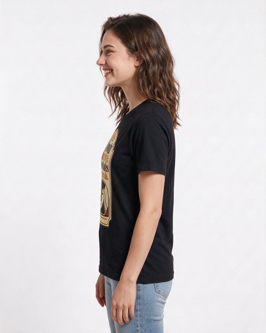 Graphic Women's Black T-Shirt - I brought the worry; God handles the product image 2