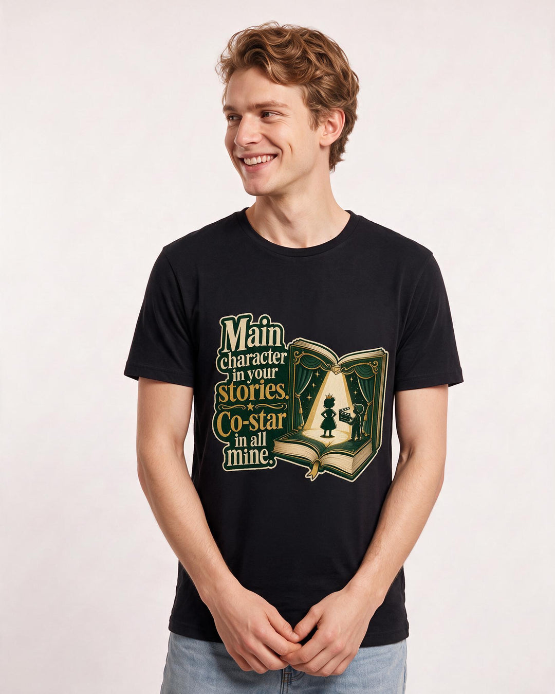 Couples Men's Black T-Shirt – Main character in your stories. Co-star in all mine. product image 3