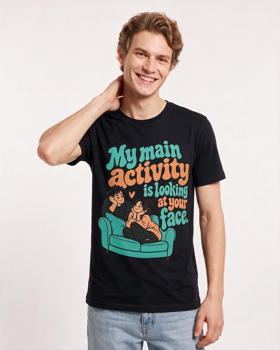 Couples Black T-Shirt for Men – Everyday Expression Graphic Tee product image 1
