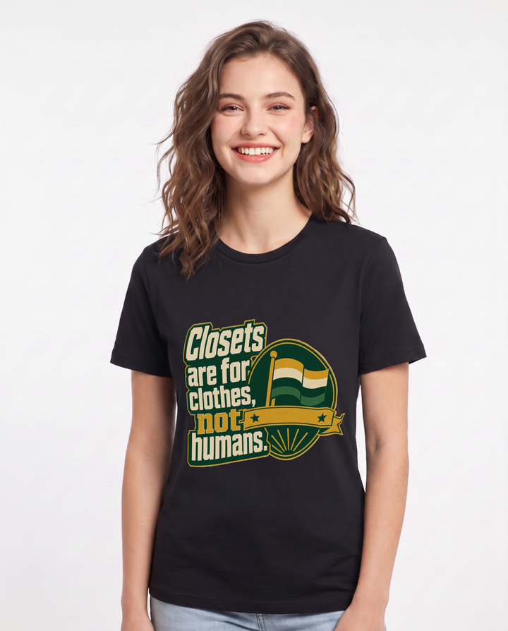 Graphic Women's Black T-Shirt - Closets are for clothes, not humans. product image 1