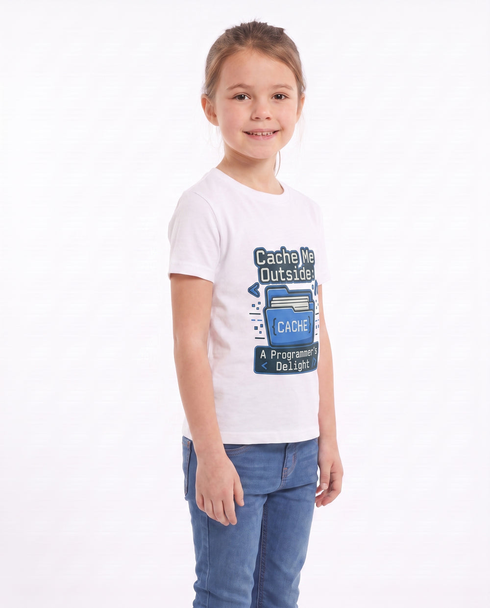 Cache Me Outside: A Programmer's Delight White T-Shirt mockup 2