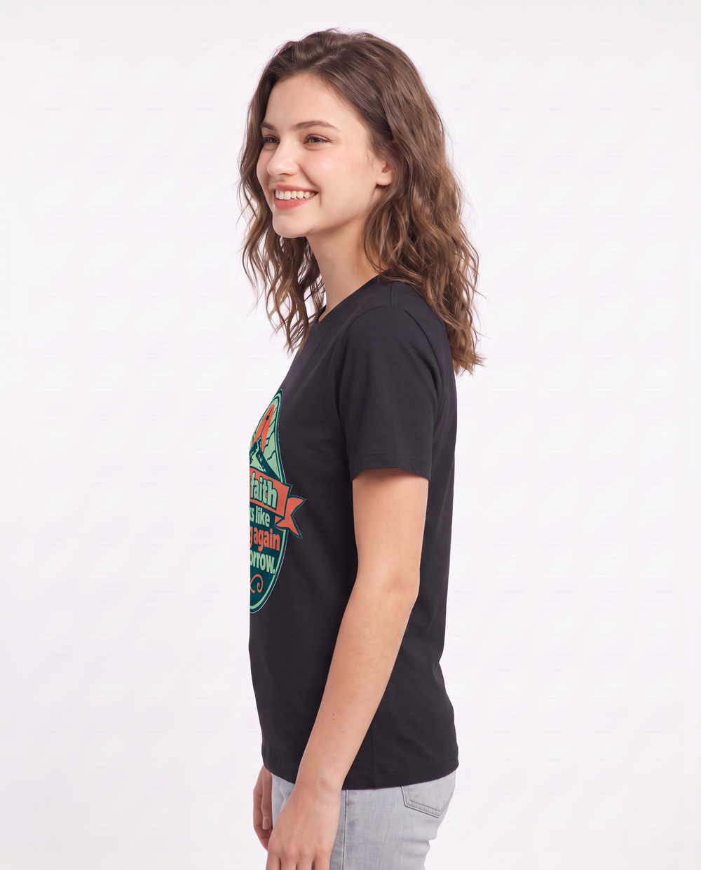 Graphic Women's Black T-Shirt - My faith looks like trying again product image 2