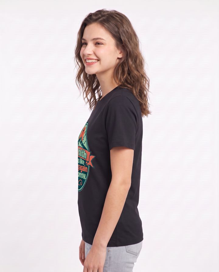 Graphic Women's Black T-Shirt - My faith looks like trying again product image 2