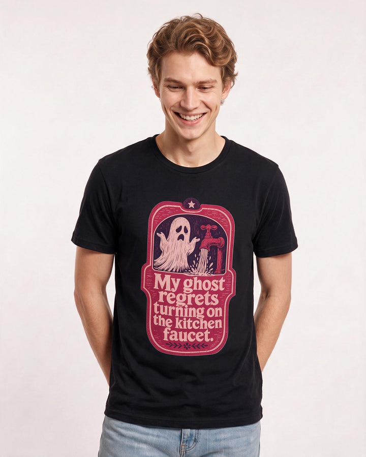 Halloween Men's Black T-Shirt - My ghost regrets turning on the product image 3