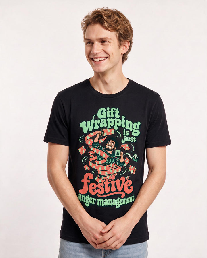 Christmas Black T-Shirt for Men – Holiday Theme Graphic Tee product image 1
