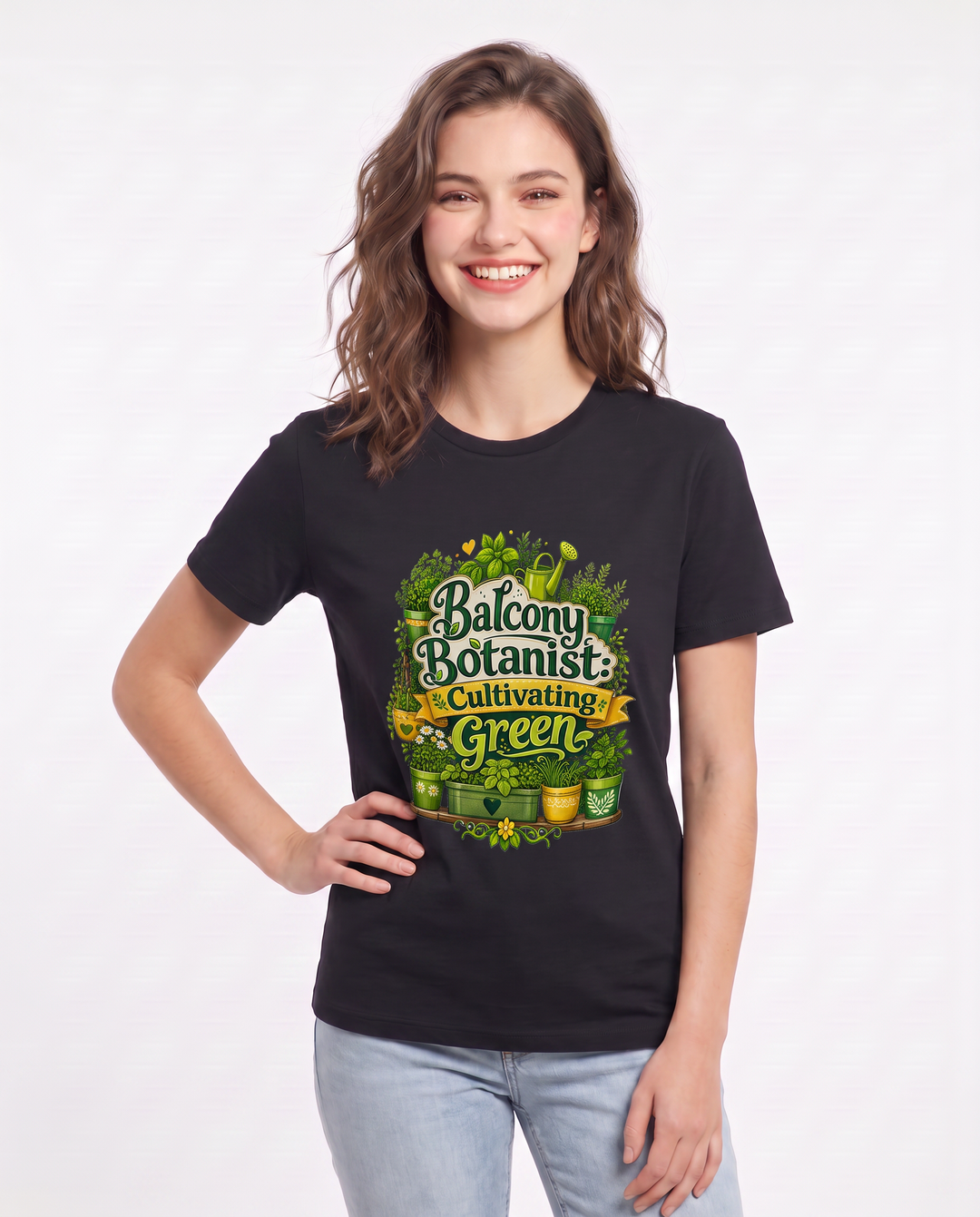 Balcony Botanist: Cultivating Green Women's Black T-Shirt product image 1