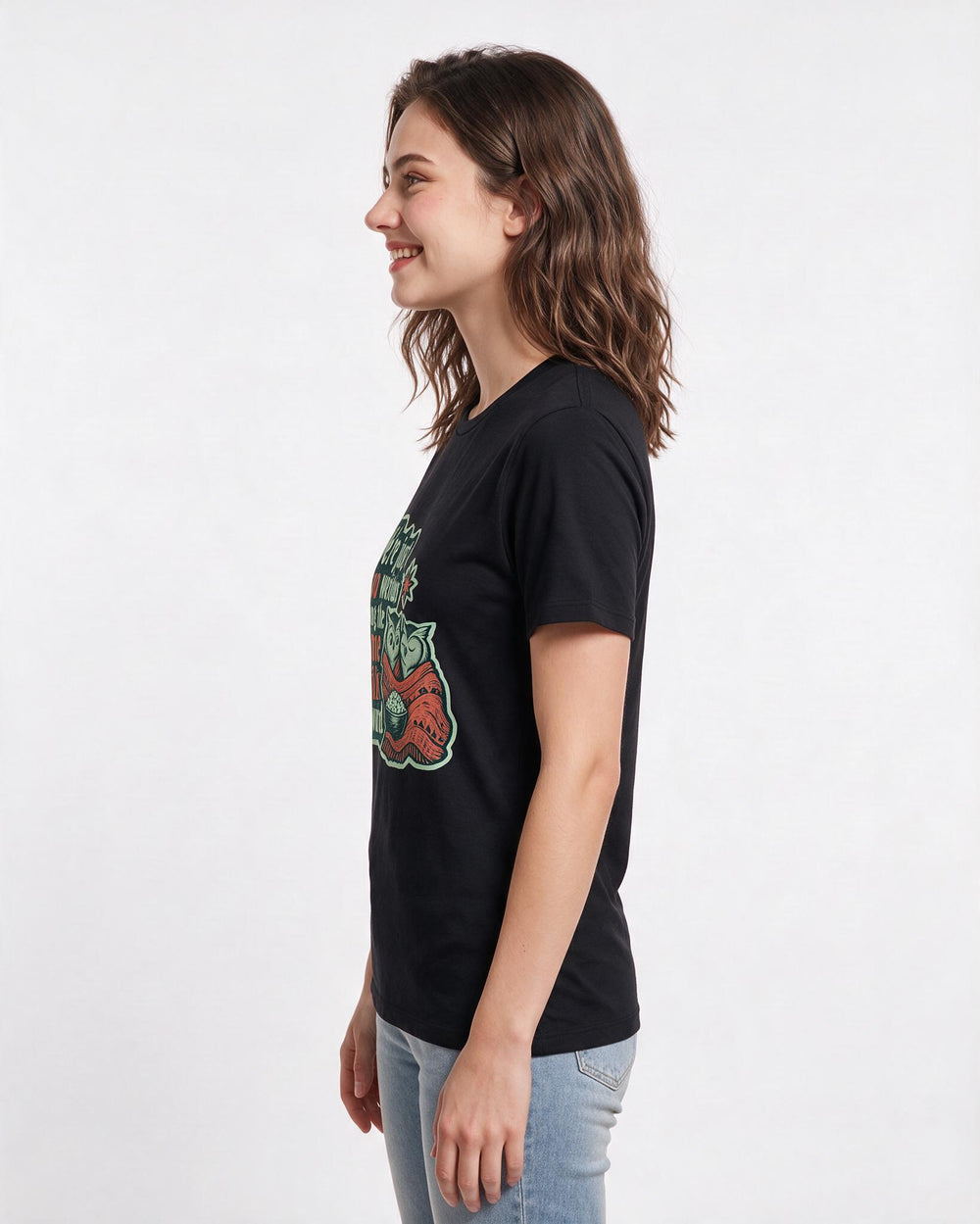 Couples Women's Black T-Shirt - We're just two weirdos using the same product image 2