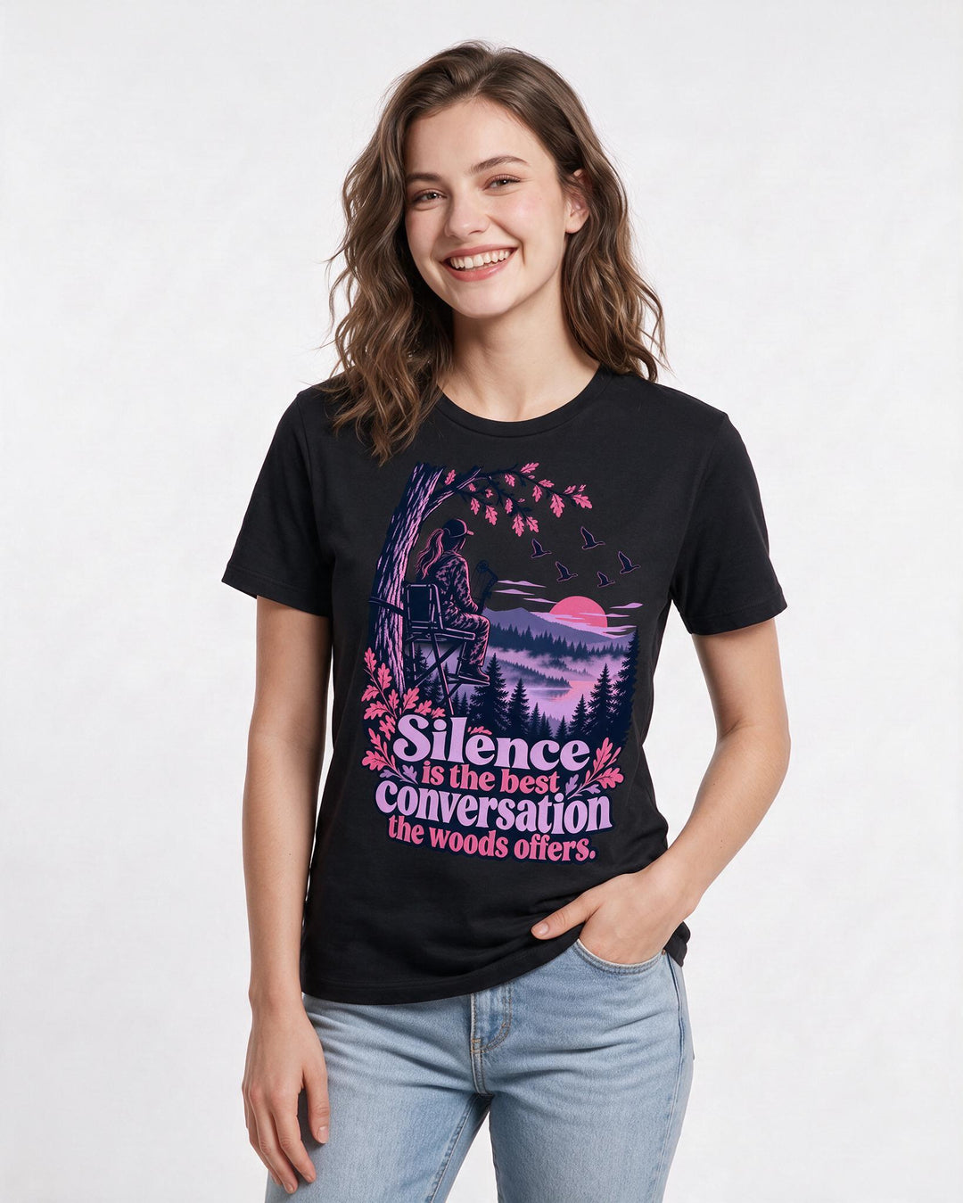 Hunting Black T-Shirt for Women – Everyday Expression Graphic Tee product image 1