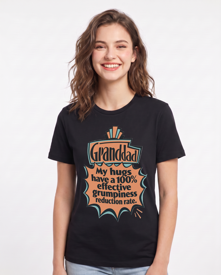 Graphic Women's Black T-Shirt - My hugs have a 100% effective product image 1