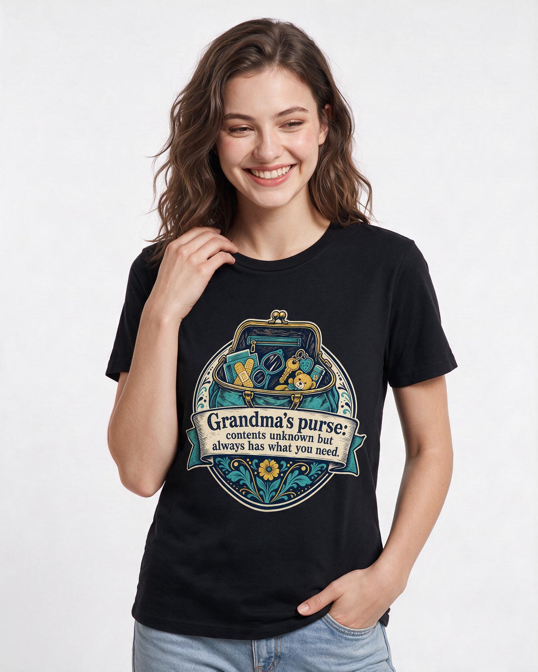 Grandparent Black T-Shirt for Women – Everyday Expression Graphic Tee product image 1