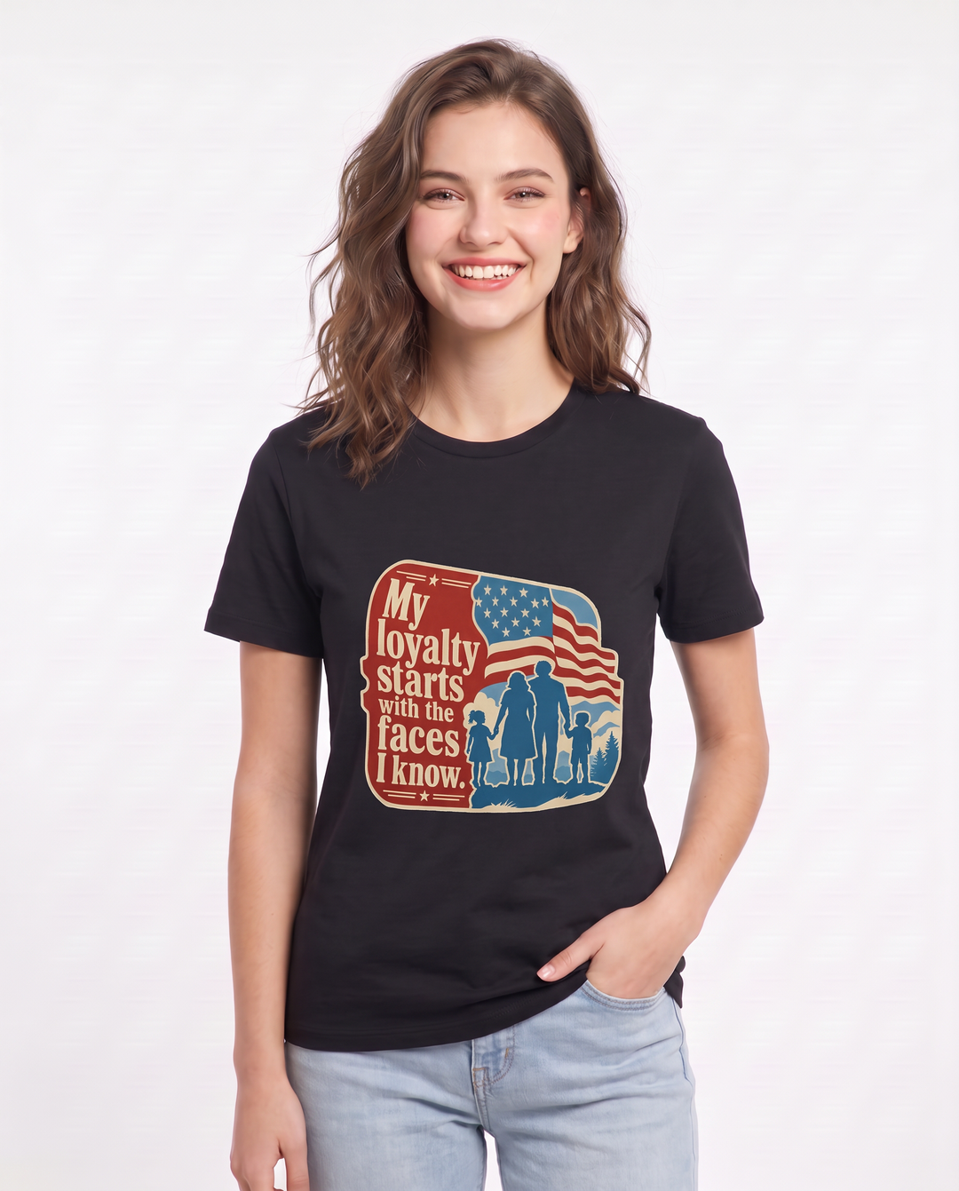 Graphic Women's Black T-Shirt - My loyalty starts with the faces I product image 3