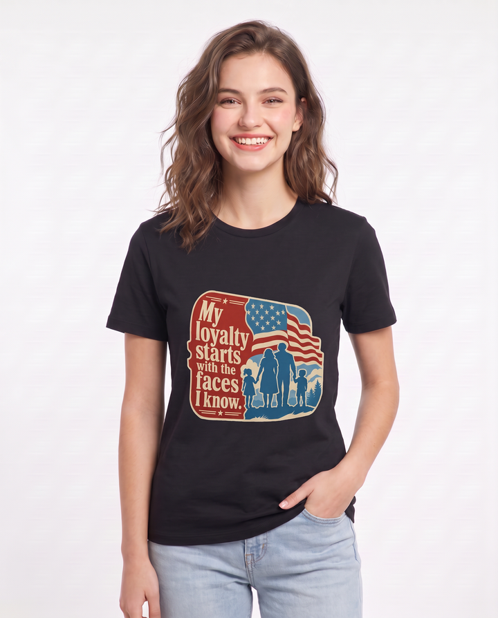 Graphic Women's Black T-Shirt - My loyalty starts with the faces I product image 3
