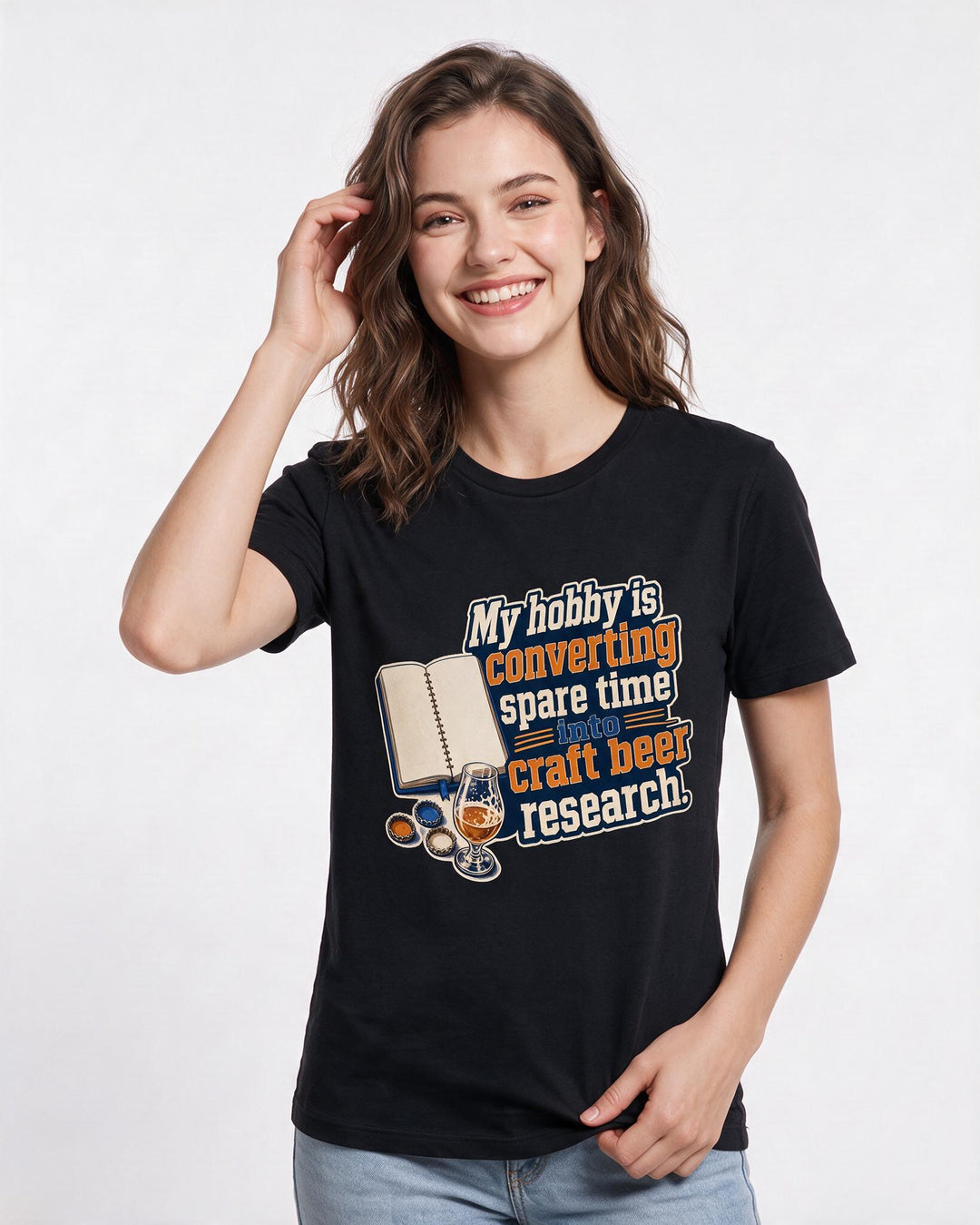 Beer Black T-Shirt for Women – Everyday Expression Graphic Tee product image 1