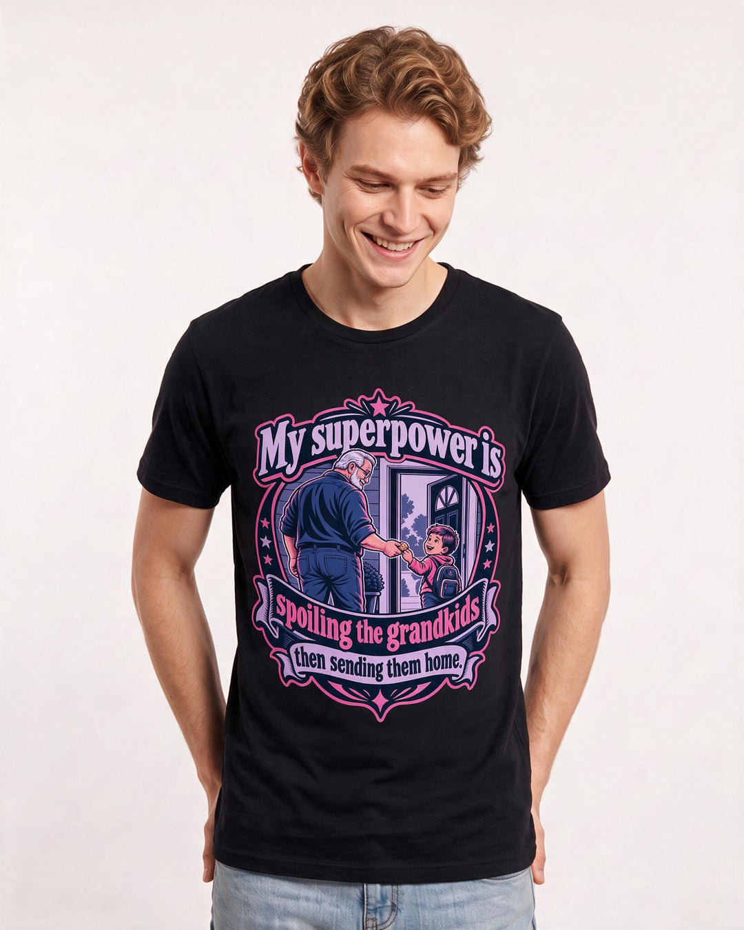 Grandparent Black T-Shirt for Men – Everyday Expression Graphic Tee product image 1