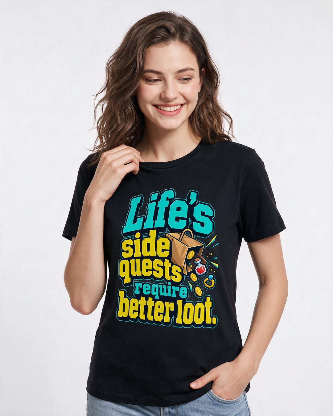 Gaming Black T-Shirt for Women – Game Night Graphic Tee product image 1