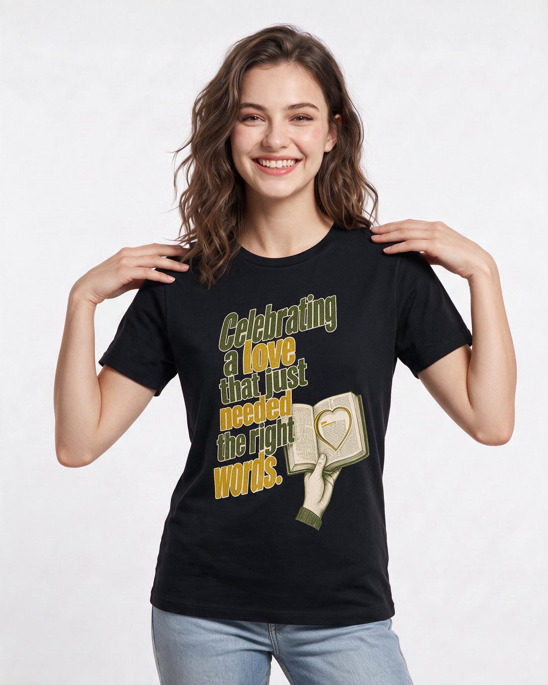 Pride Women's Black T-Shirt – Celebrating a love that just needed the right words. product image 3