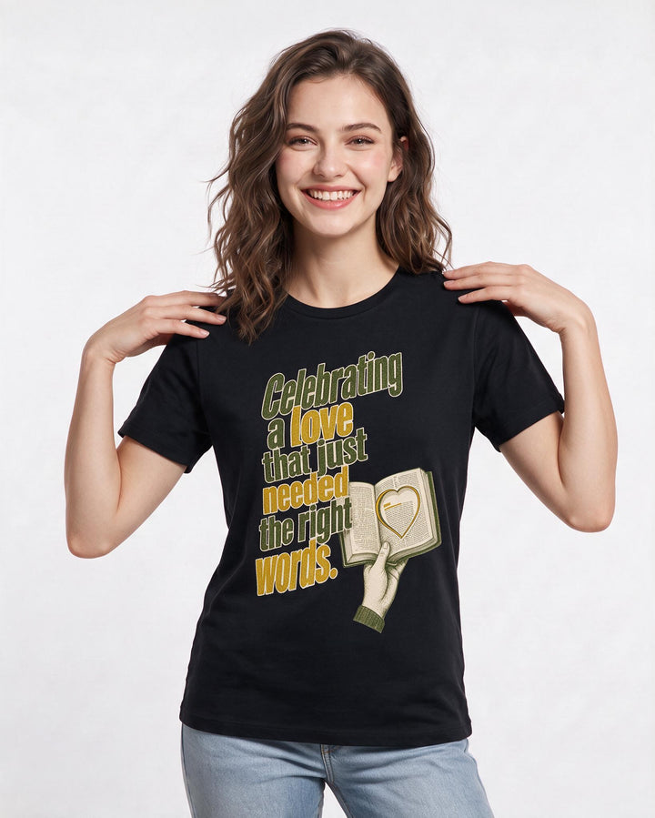 Pride Women's Black T-Shirt – Celebrating a love that just needed the right words. product image 3