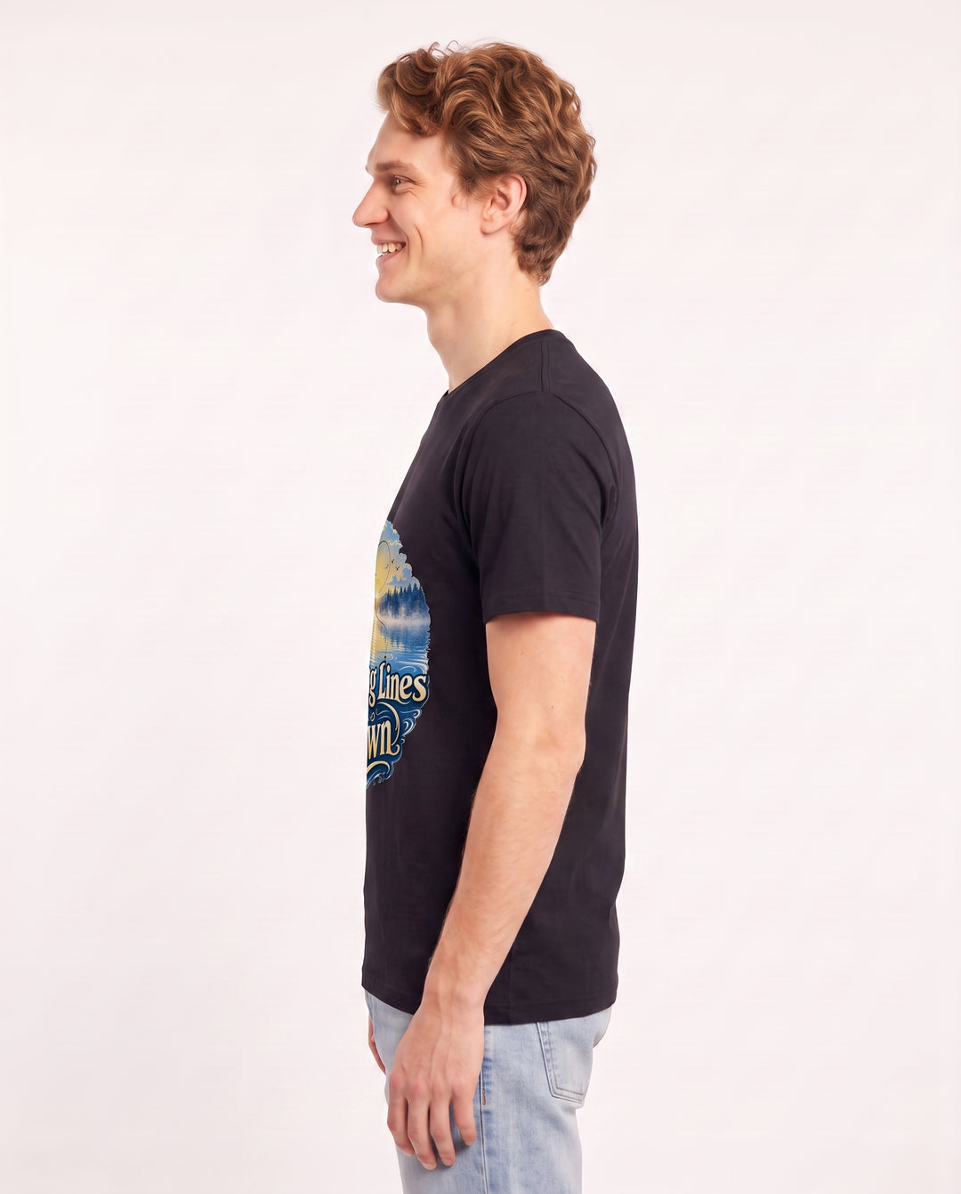 Casting Lines at Dawn Men's Black T-Shirt product image 3