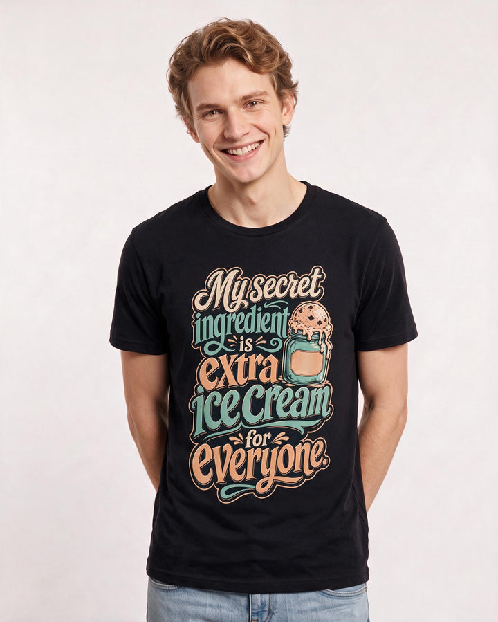 Grandparent Men's Black T-Shirt – My secret ingredient is extra ice cream for everyone product image 3