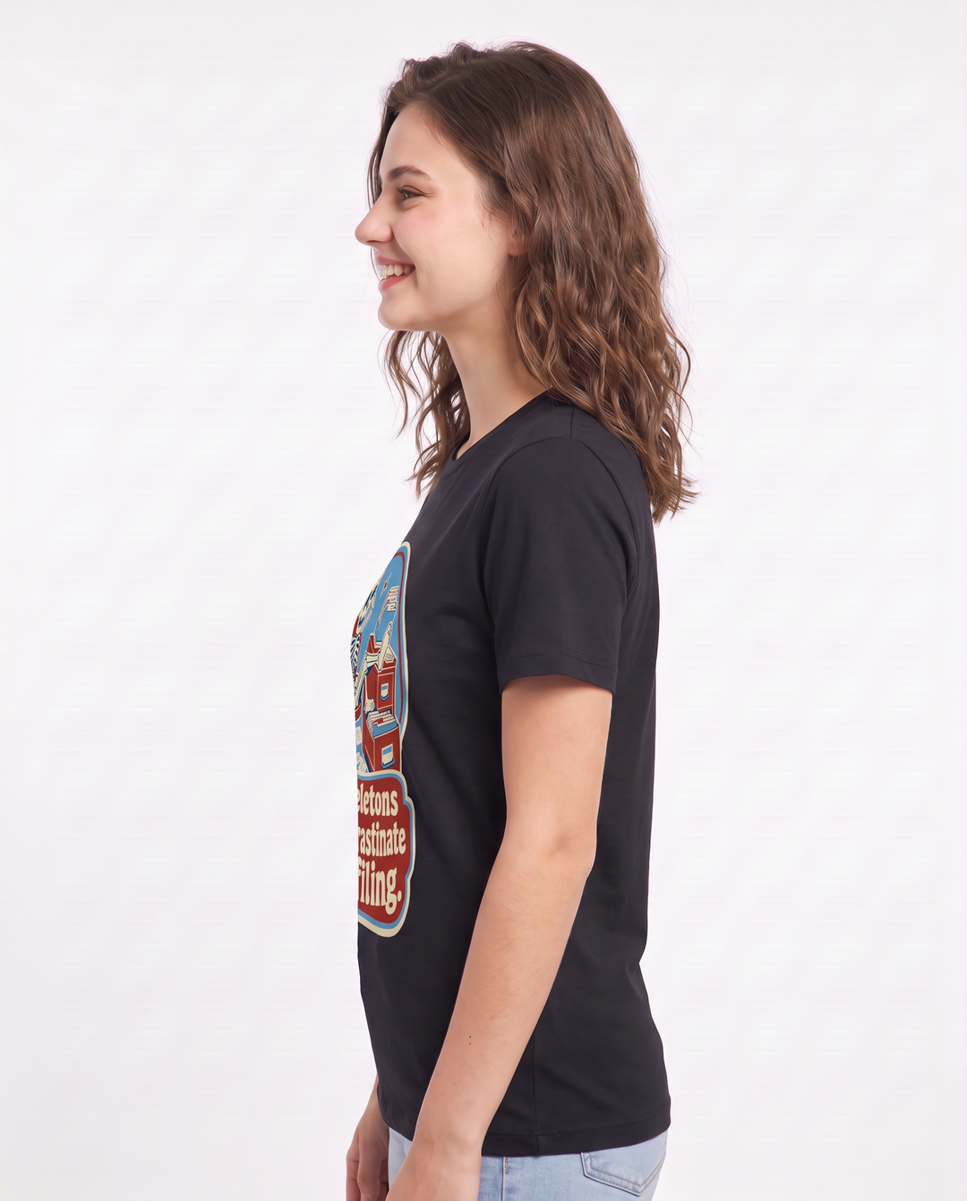 Halloween Women's Black T-Shirt - My skeletons also procrastinate product image 2