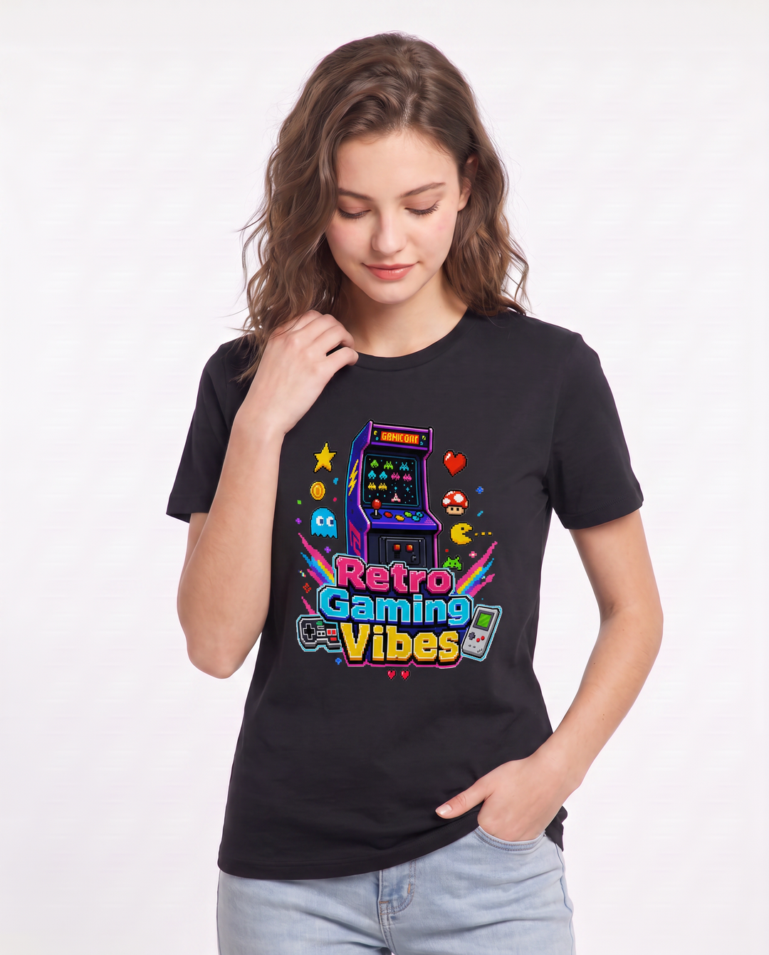 Retro Gaming Vibes Women's Black T-Shirt product image 1