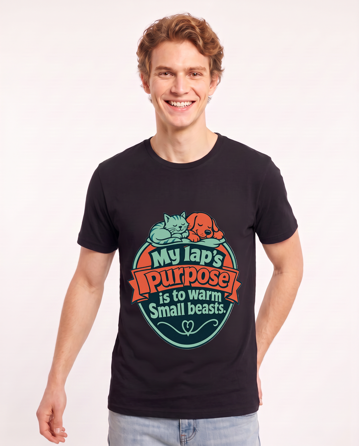 Graphic Men's Black T-Shirt - My lap's purpose is to warm small product image 3
