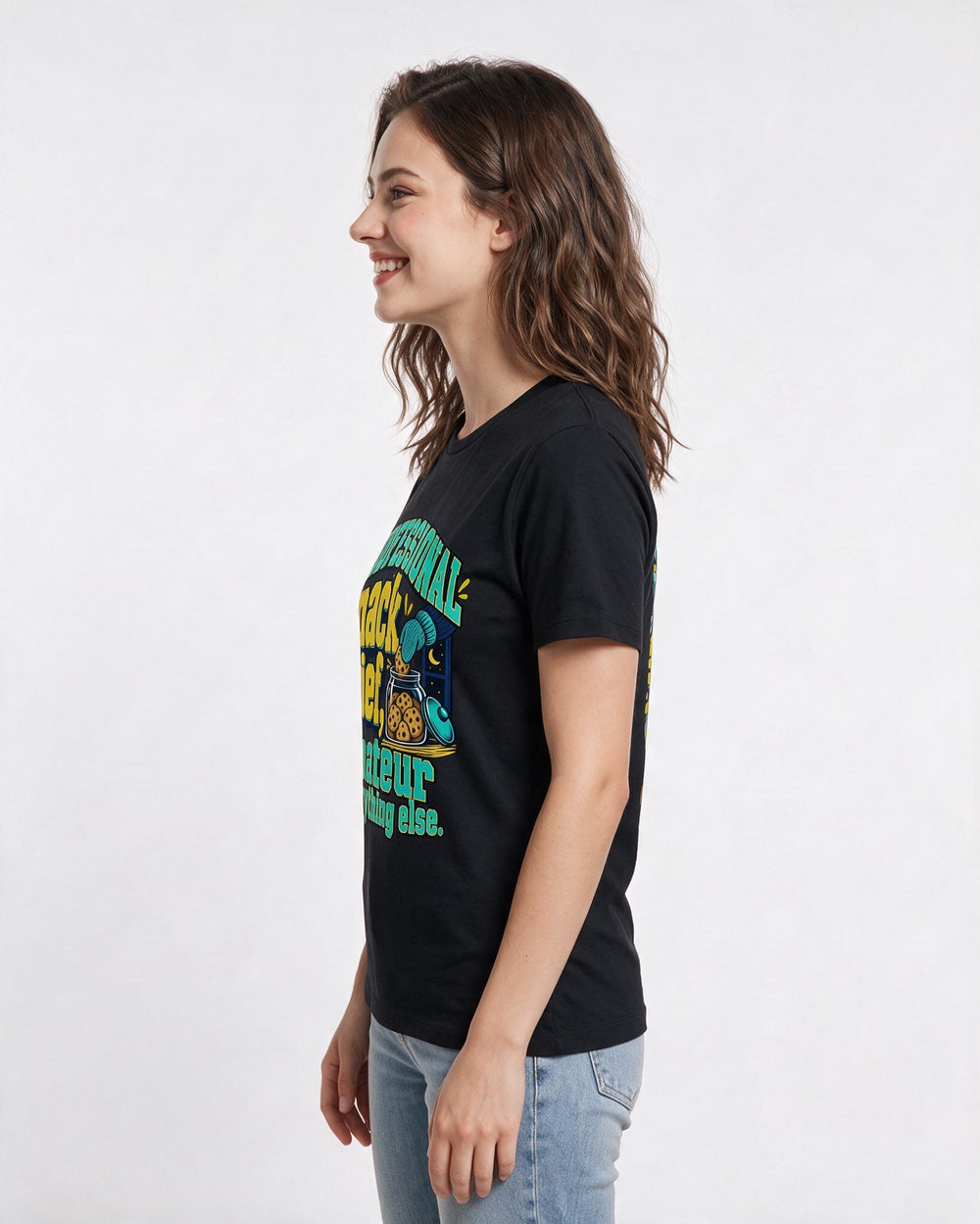Couples Black T-Shirt for Women – Everyday Expression Graphic Tee product image 2