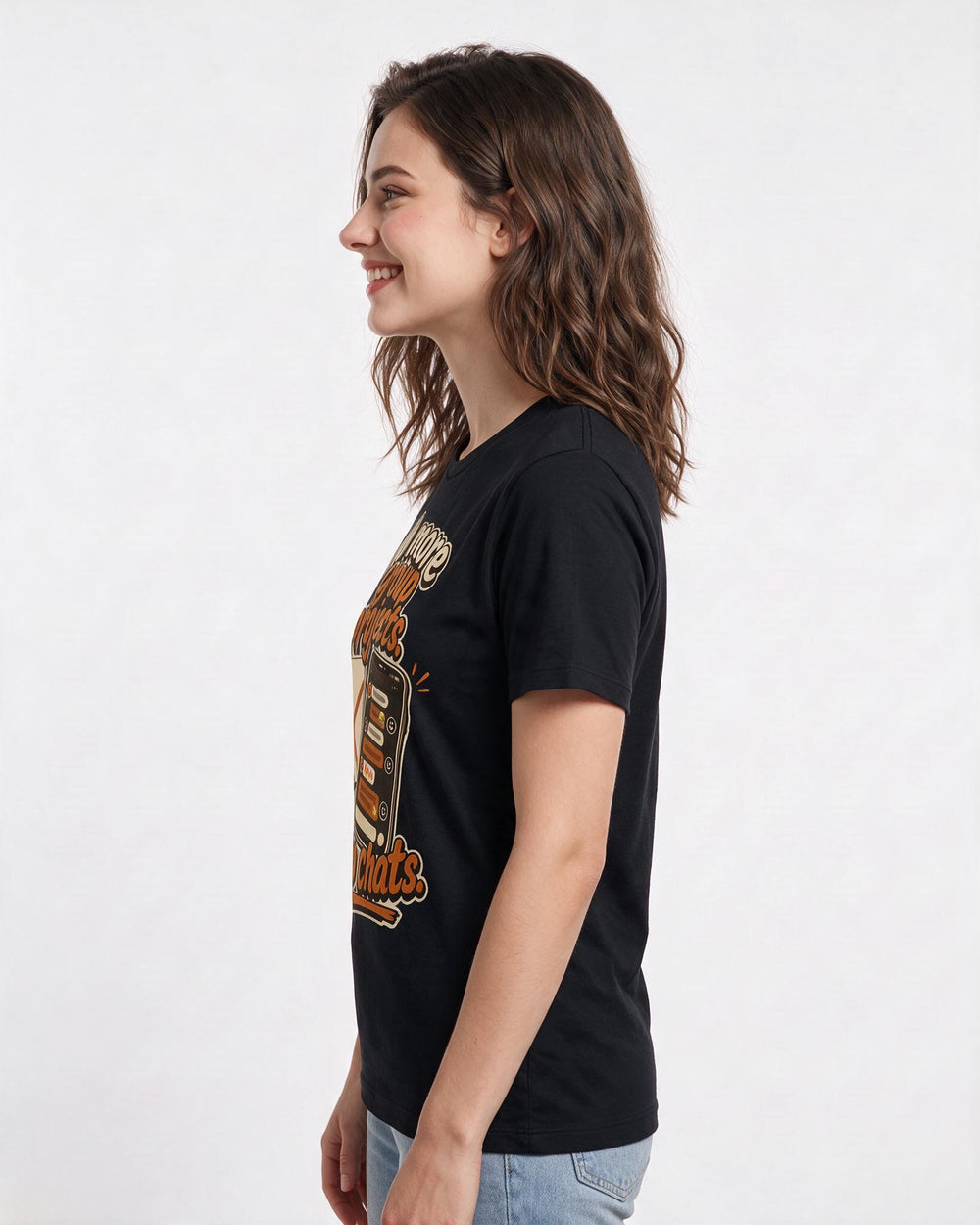 Funny Graduation Women's Black T-Shirt – No more group projects, just group chats. product image 2