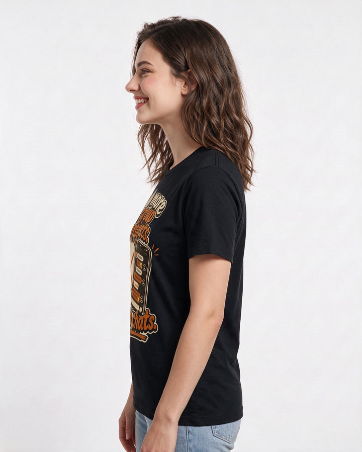 Funny Graduation Women's Black T-Shirt – No more group projects, just group chats. product image 2