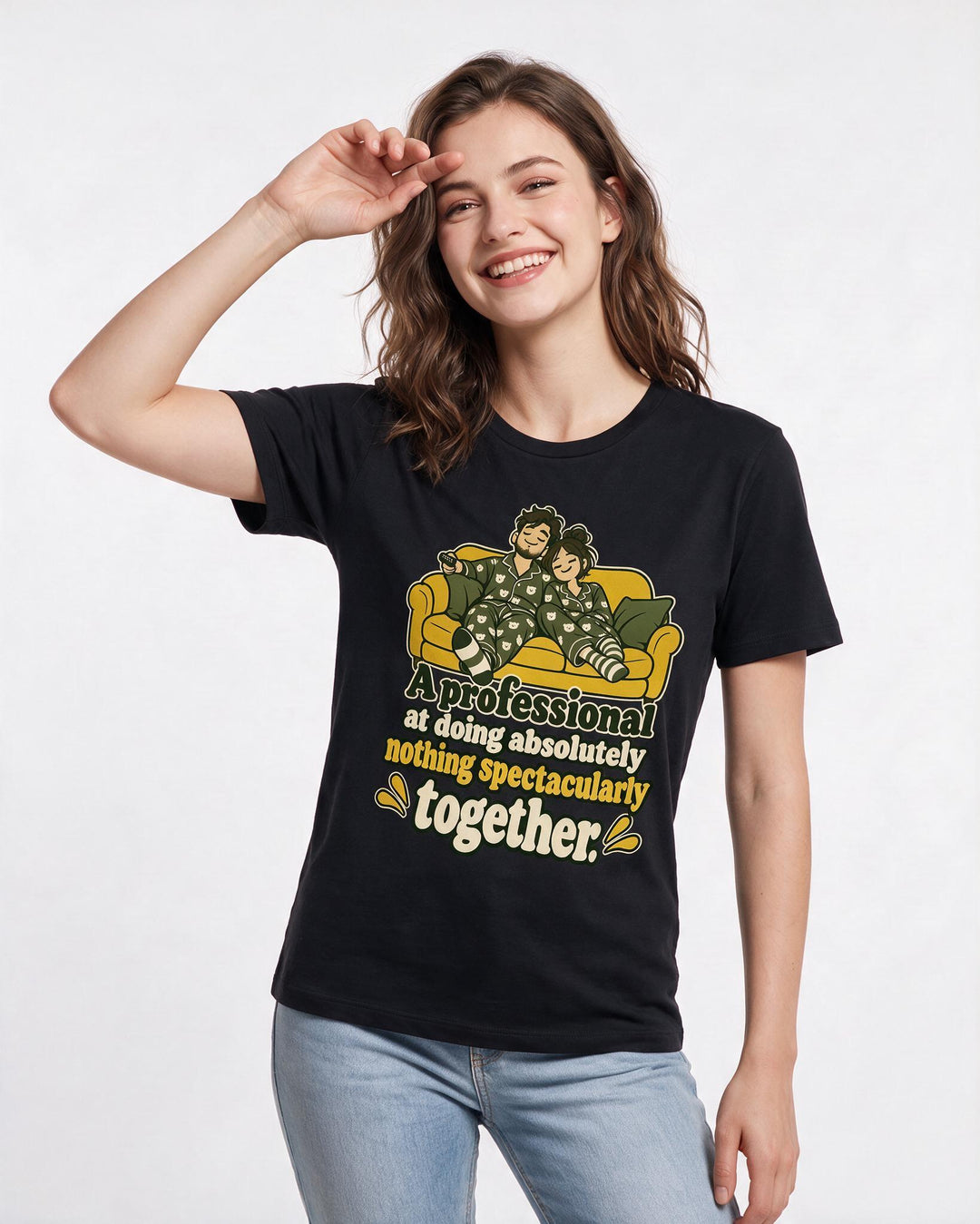 Couples Black T-Shirt for Women – Everyday Expression Graphic Tee product image 1