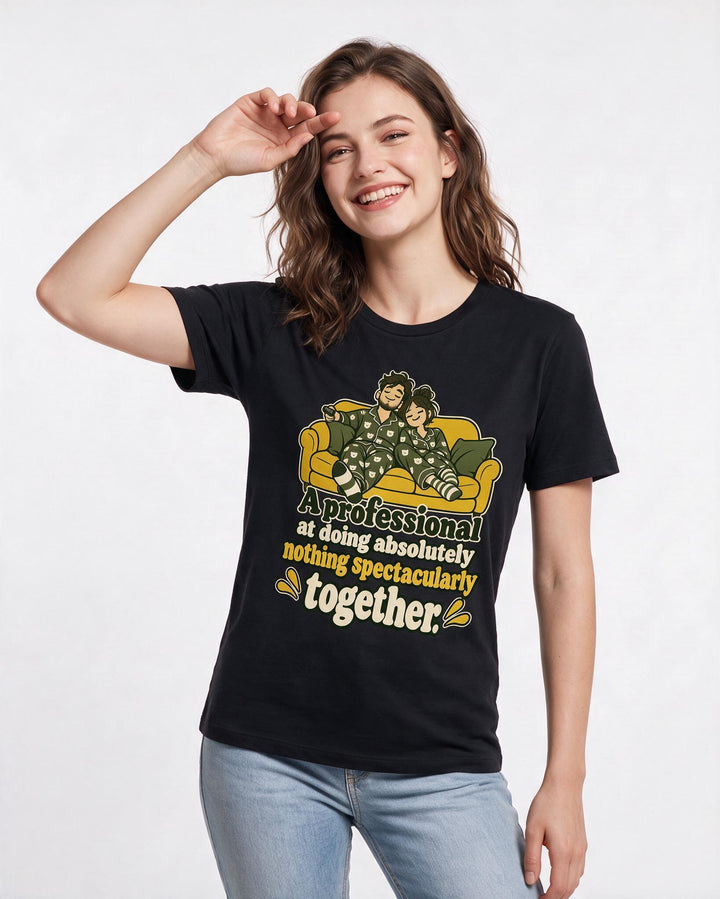 Couples Black T-Shirt for Women – Everyday Expression Graphic Tee product image 1