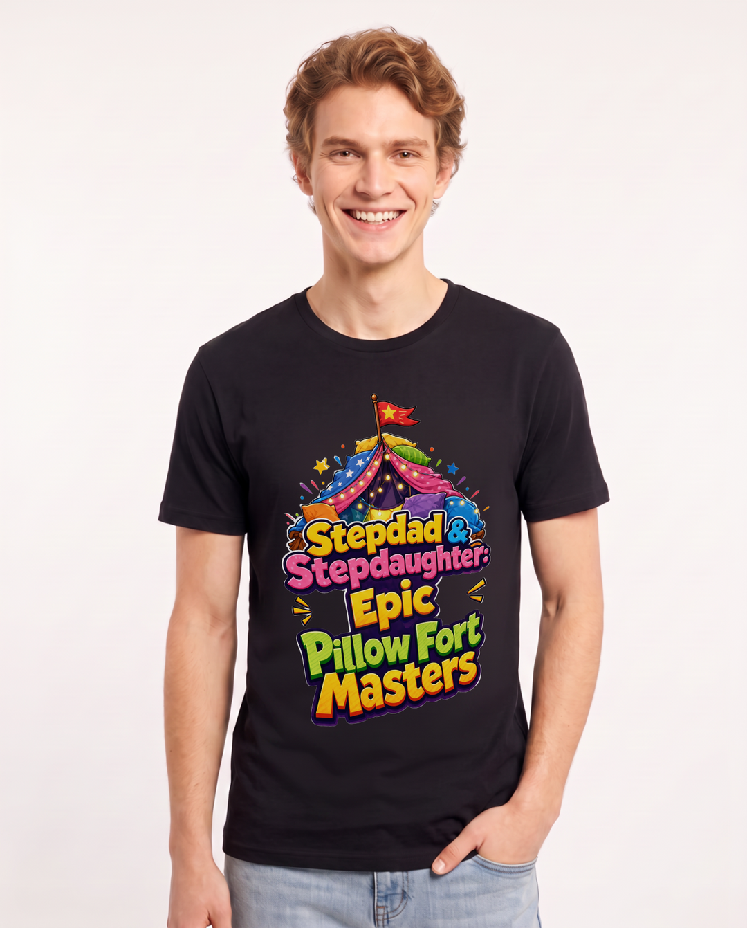 Stepdad & Stepdaughter: Epic Pillow Fort Masters Men's Black T-Shirt product image 2