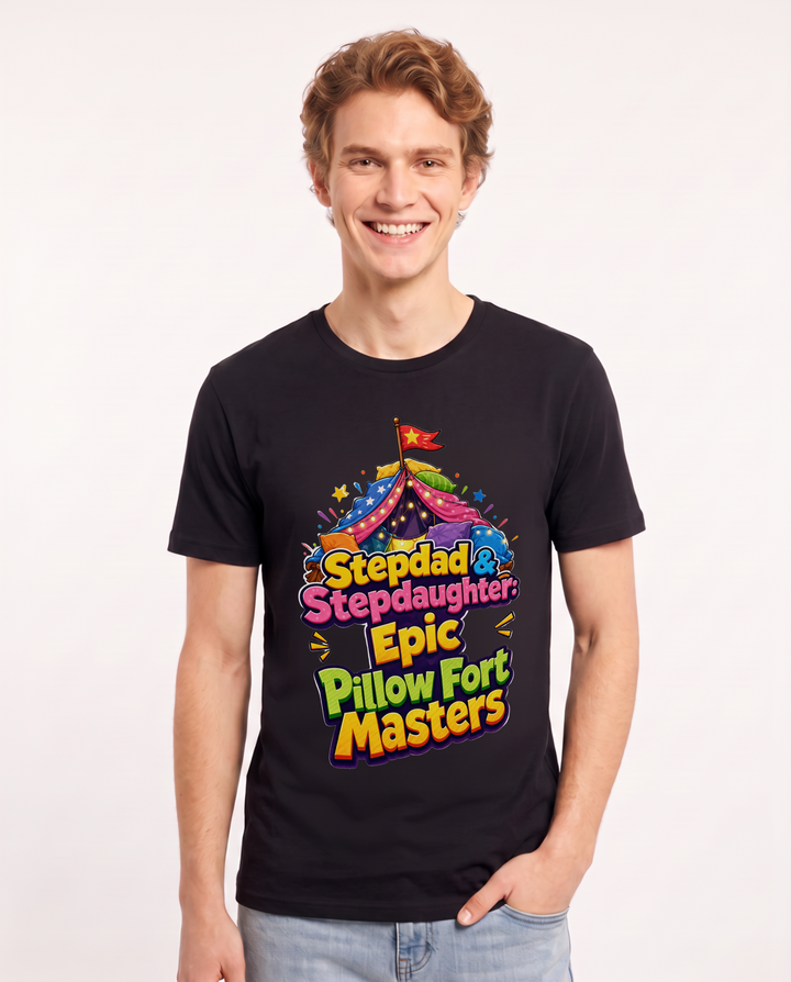 Stepdad & Stepdaughter: Epic Pillow Fort Masters Men's Black T-Shirt product image 2