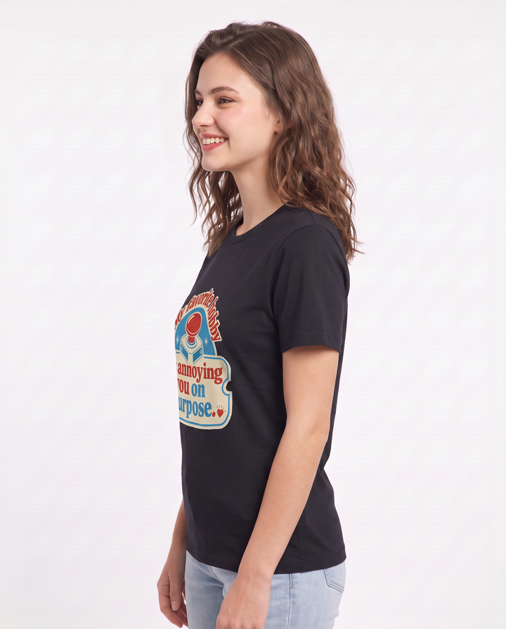 Couples Women's Black T-Shirt - My favorite hobby is annoying you on product image 2