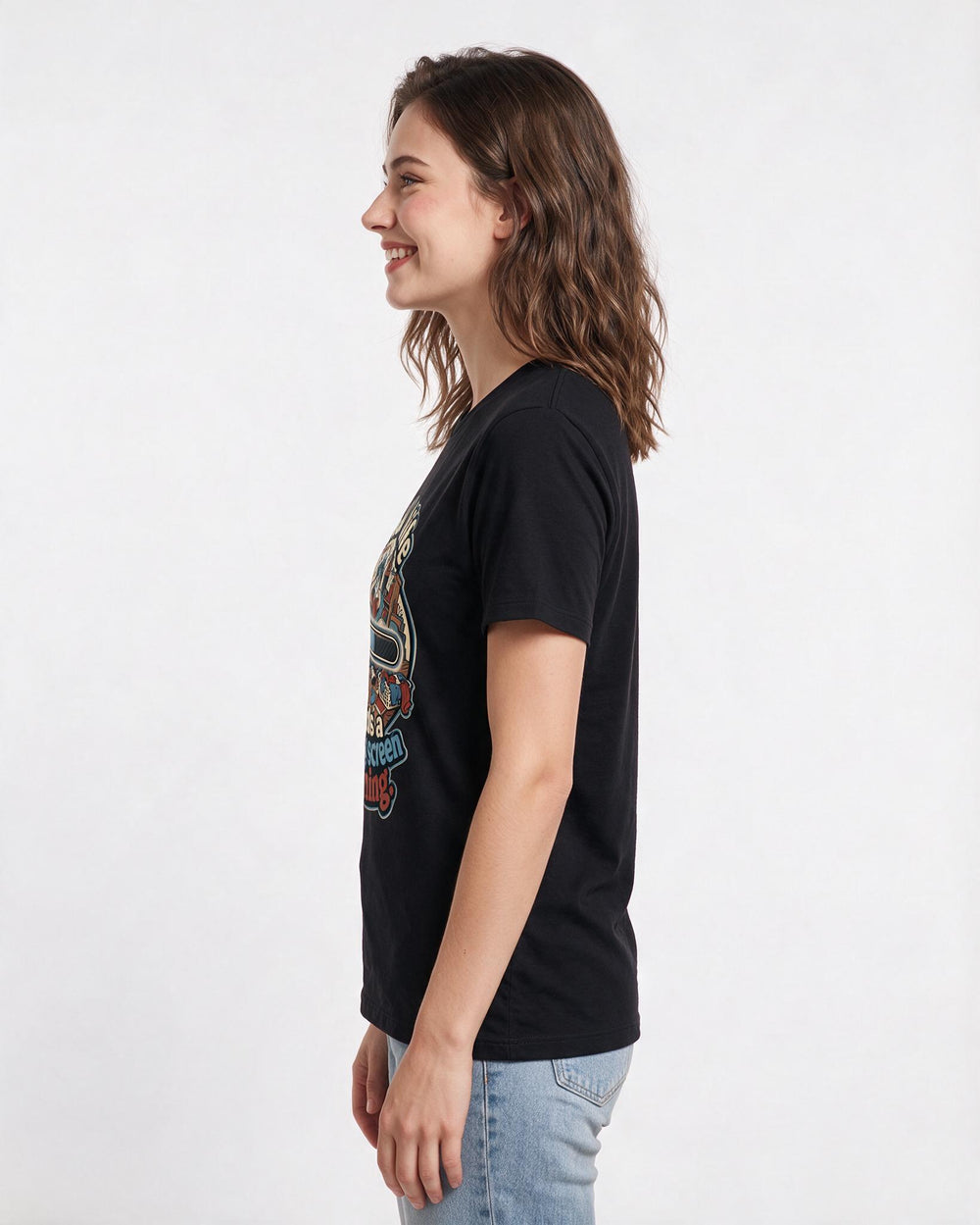 Funny Gaming Women's Black T-Shirt – Real life needs a loading screen warning. product image 2