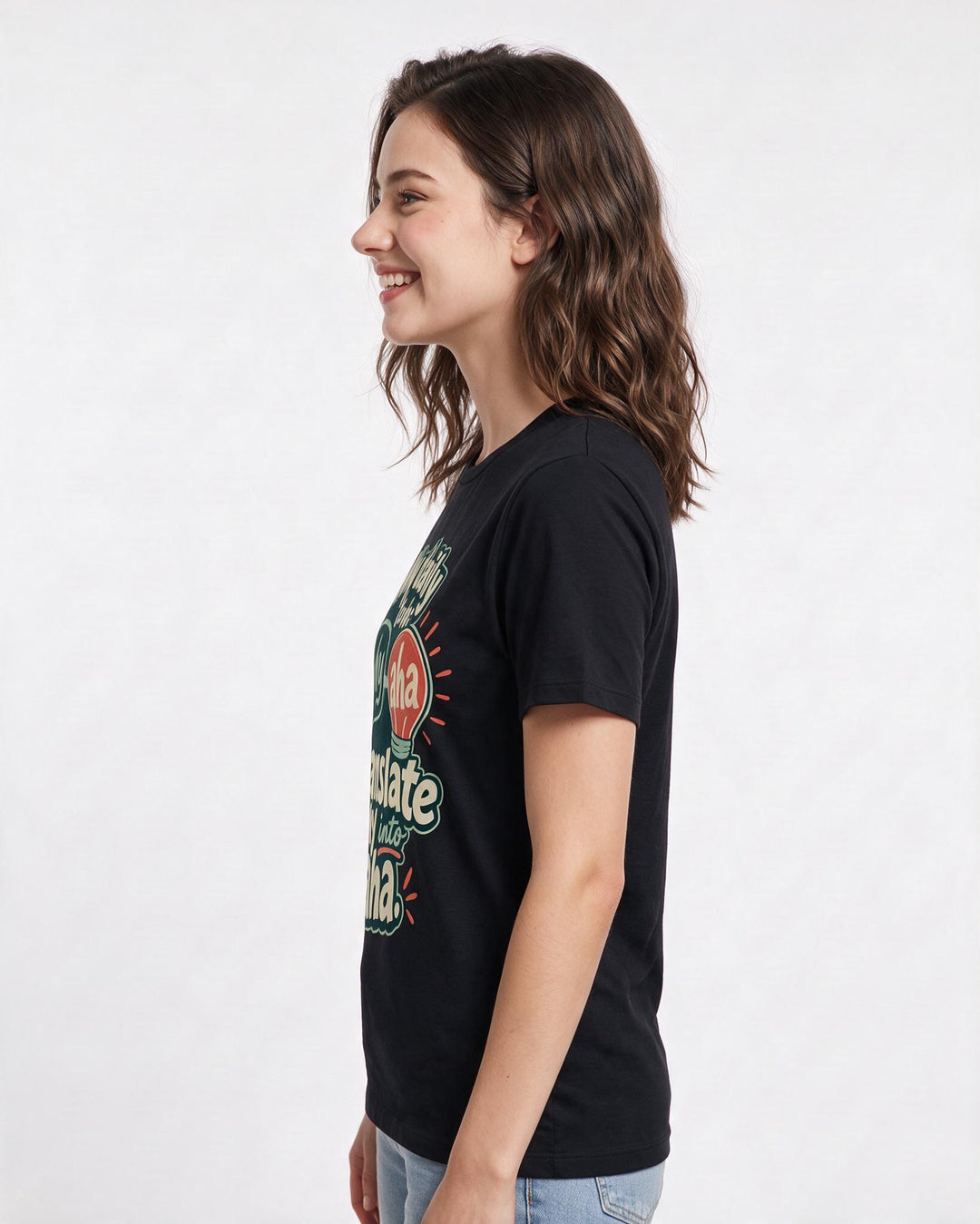 Teacher Women's Black T-Shirt – My daily to-do: translate why into aha. product image 2