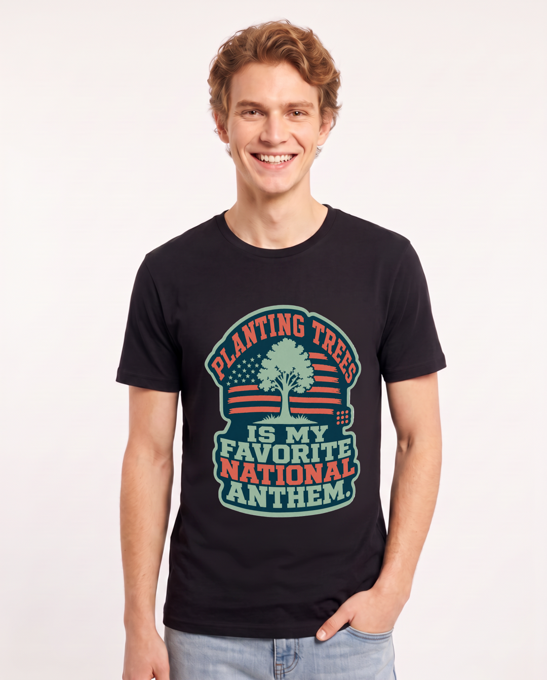 Graphic Men's Black T-Shirt - Planting trees is my favorite national product image 1