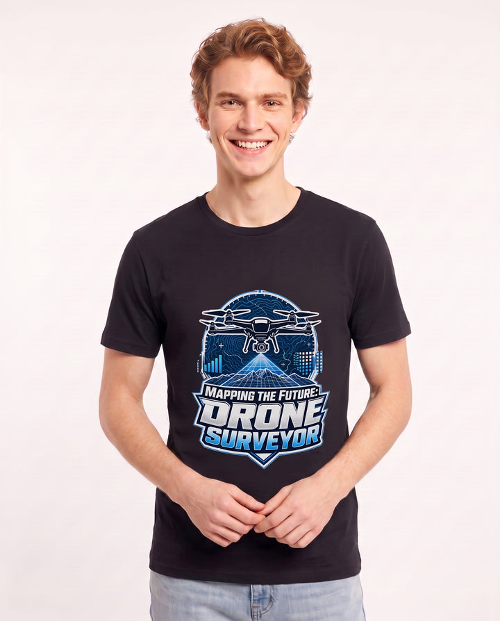 Mapping the Future: Drone Surveyor Men's Black T-Shirt product image 1