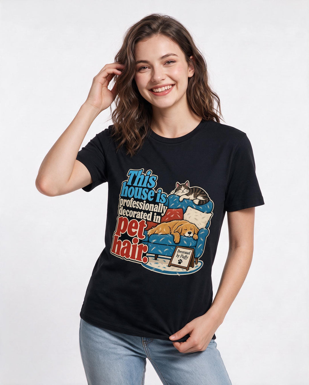 Cat Lover Black T-Shirt for Women – Everyday Expression Graphic Tee product image 1